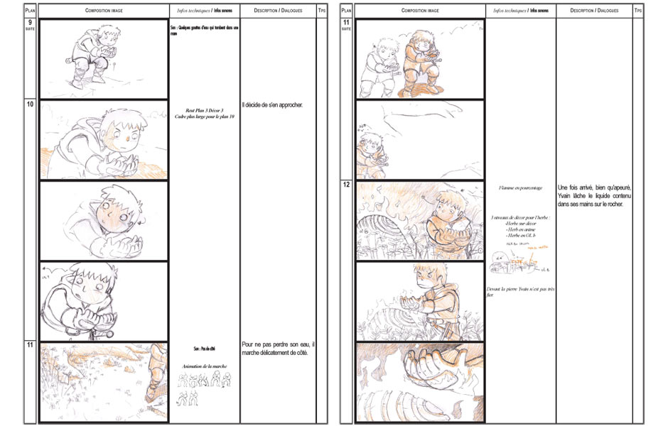 Le chevalier au lion - premiére version du Story board - 2002