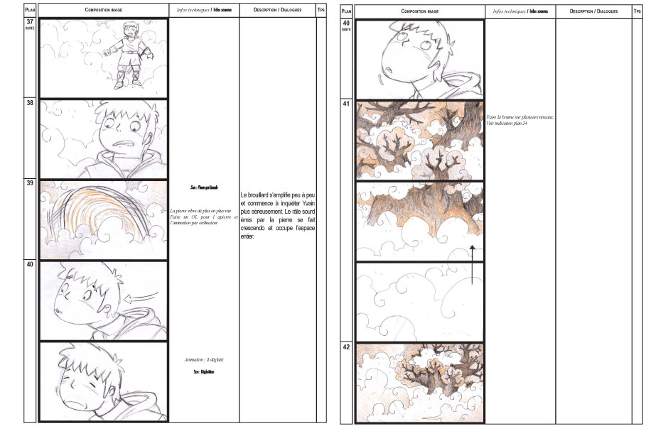 Le chevalier au lion - premiére version du Story board - 2002