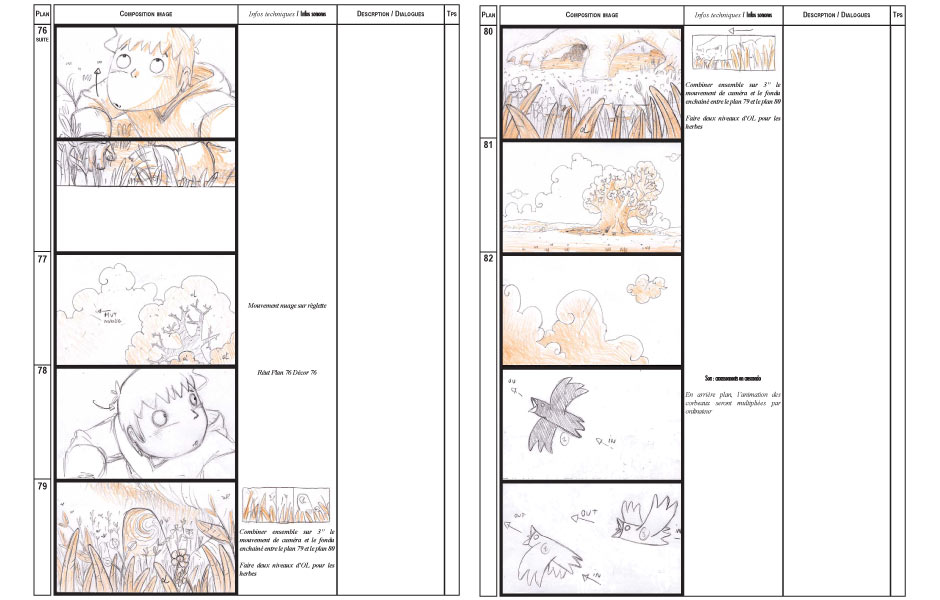 Le chevalier au lion - premiére version du Story board - 2002